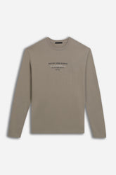 T-SHIRT GIROCOLLO STAMPATA MANICA LUNGA TORTORA